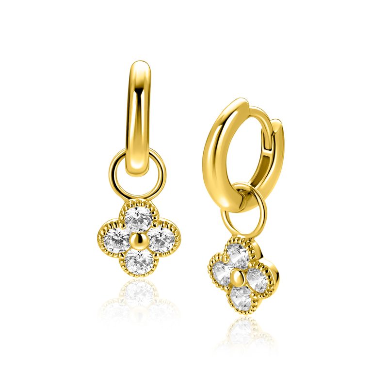 Zinzi 8mm verguld zilveren oorbedels klavertje …
