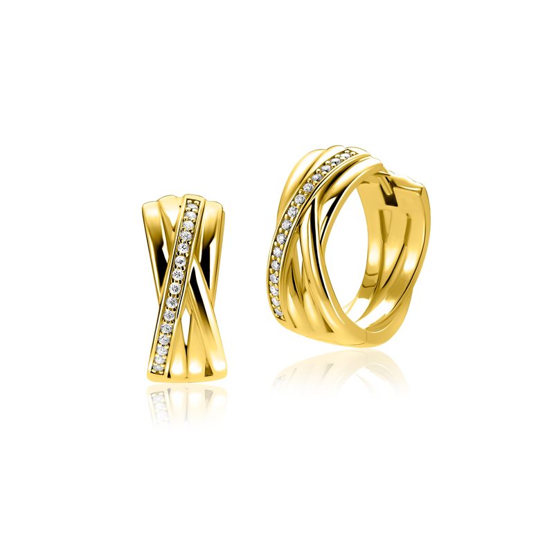 Zinzi 17mm verguld zilveren cross-over oorring …