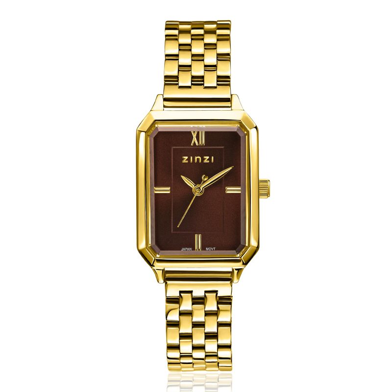 Zinzi Allure horloge 30mm achthoekige kast, bruine …