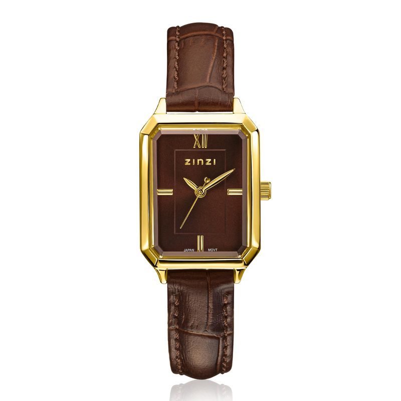 Zinzi Allure horloge, achthoekige kast 30 mm, bruine band